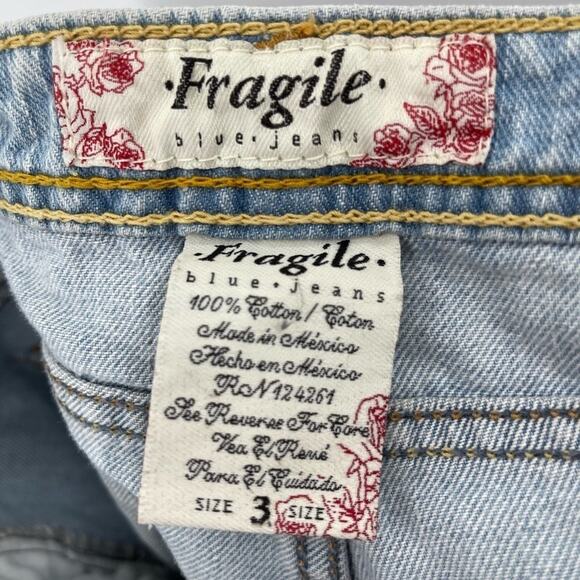 Fragile Distressed Light Wash Relaxed Fit Boyfriend Jeans Indie Grunge Size 3 - Picture 3 of 8